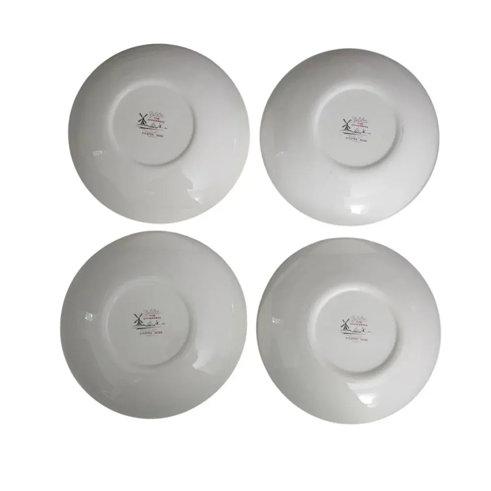 Vintage Zylstra Rose Permacal Salad Bowls Set of 4 Fine Dinnerware USA